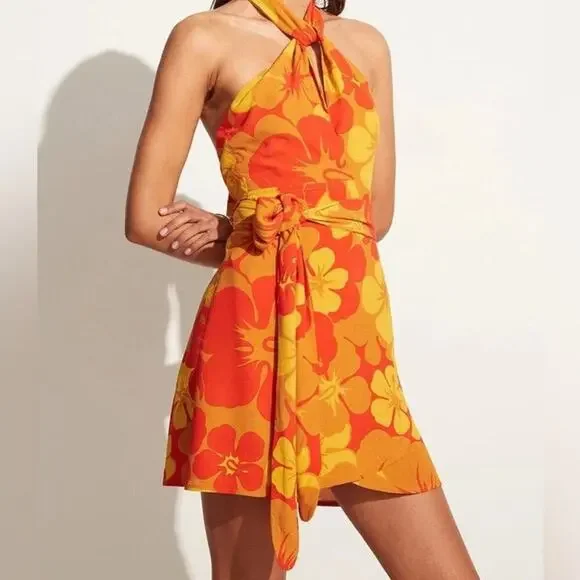 NWT Faithfull the Brand Odette Surfs Up  Halter floral print mini dress Size 2 - Picture 5 of 7
